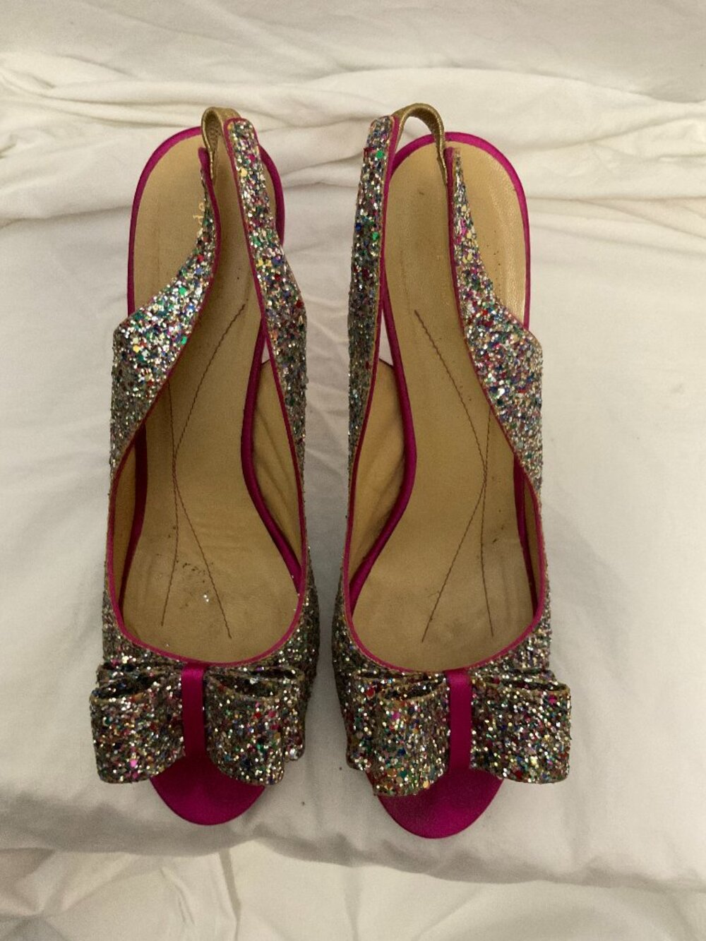 Kate Spade Multicolor Glitter Bow Slingback Pumps